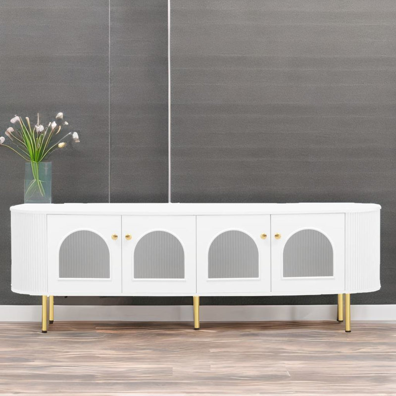 Meuble télé avec rangement, Blanc