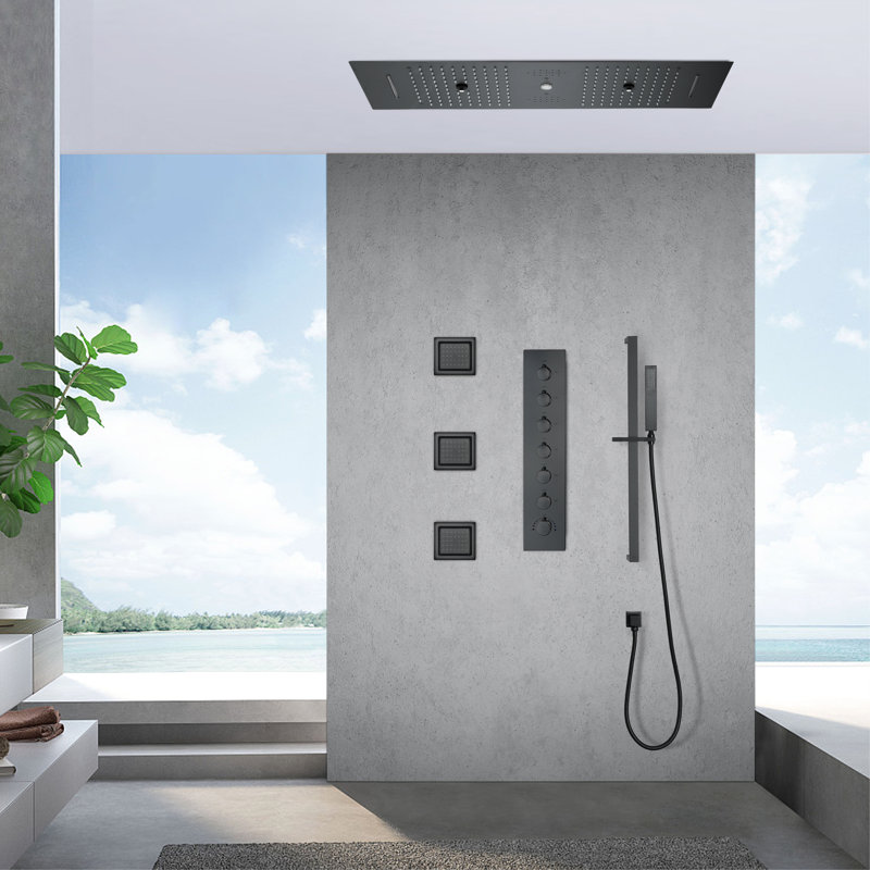Thermostatic All-In-One Kit with Rough in-Valve, Matte Black