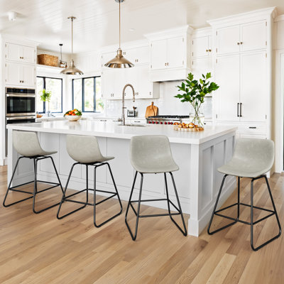 Swivel Upholstered Counter & Bar Stool With Metal Frame by Latitude Run