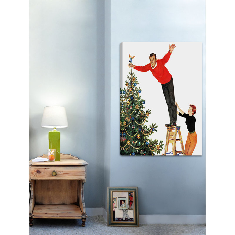 Reproduction sur toile tendue "Topping the Tree" par John Falter, H 36 po x l 30 po