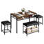 Ensemble de table de salle à manger pour 4 personnes avec banc rembourré et tabourets de cuisine, ensemble de table compacte peu encombrante avec tablettes de rangement pour la maison-23695831