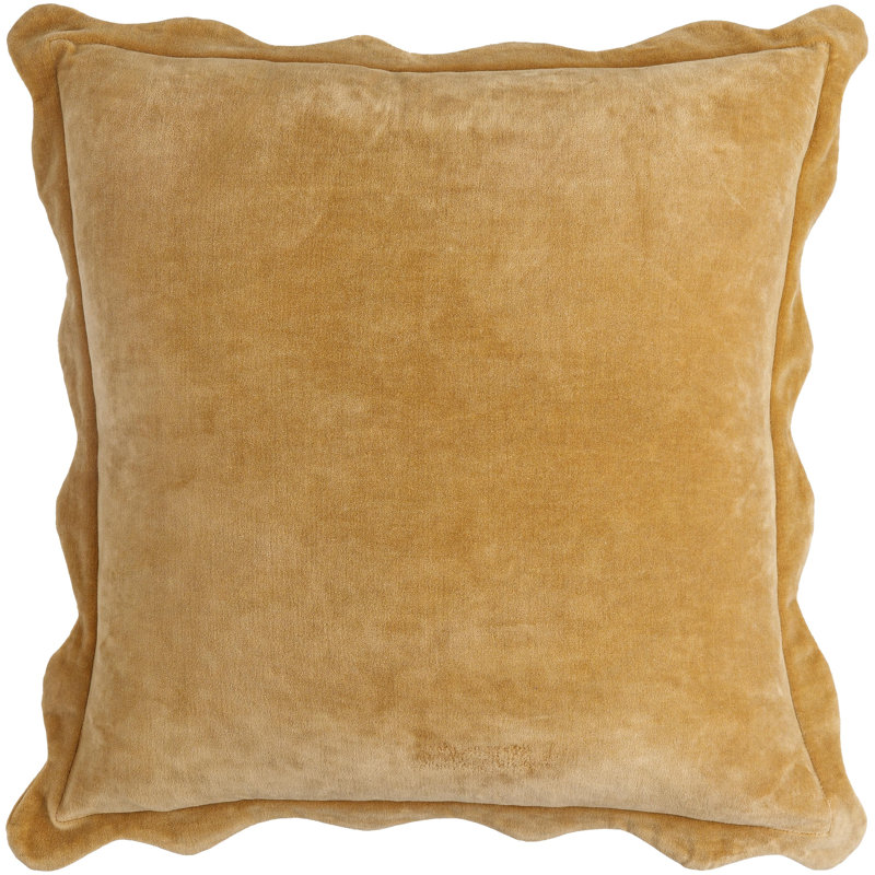 Coussin décoratif à bords festonnés Collier, H 18 po x l 18 po, Yellow, polyester
