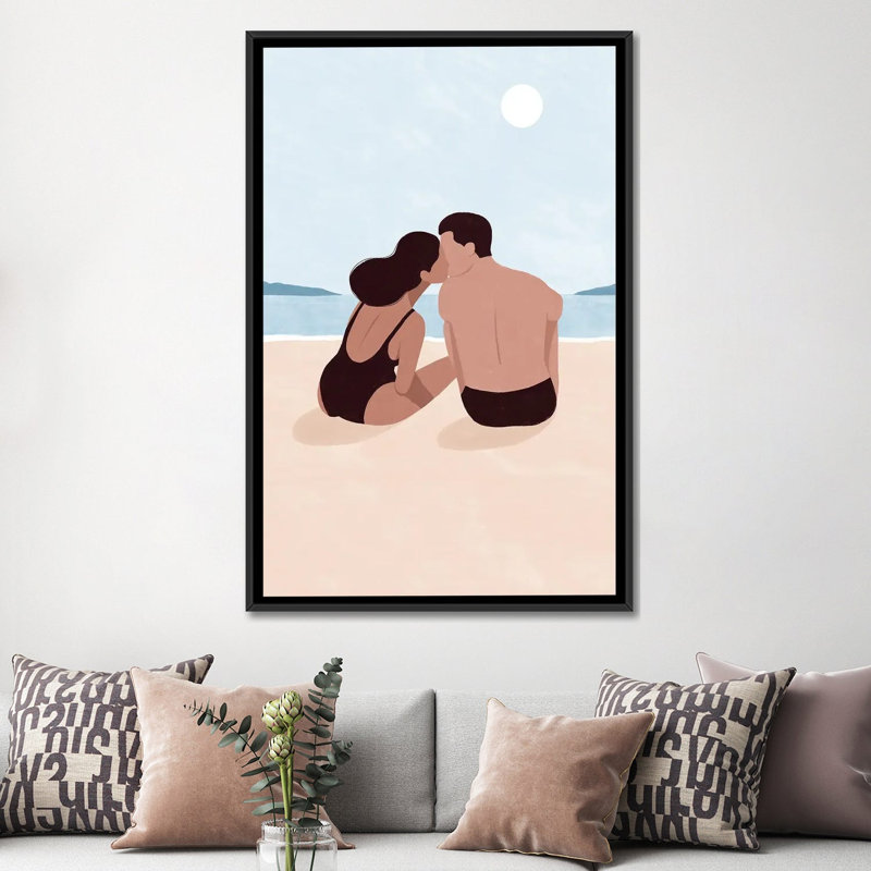 First Kiss by Maja Tomljanovic - Gallery-Wrapped Canvas Giclée on Canvas, 152.4 cm H x  101.6 cm W  x  4.445 cm D, Black