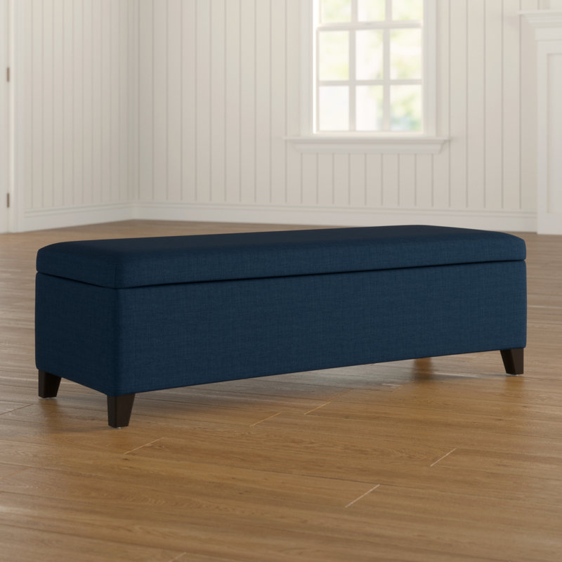 Grand rangement/repose-pieds rectangulaire de 50,5 po Afrim, Mélange de polyester bleu marine