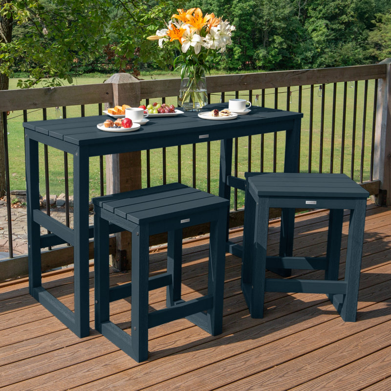 Anakarina 2 - Person Patio Dining Set with Rectangular Table, Federal Blue