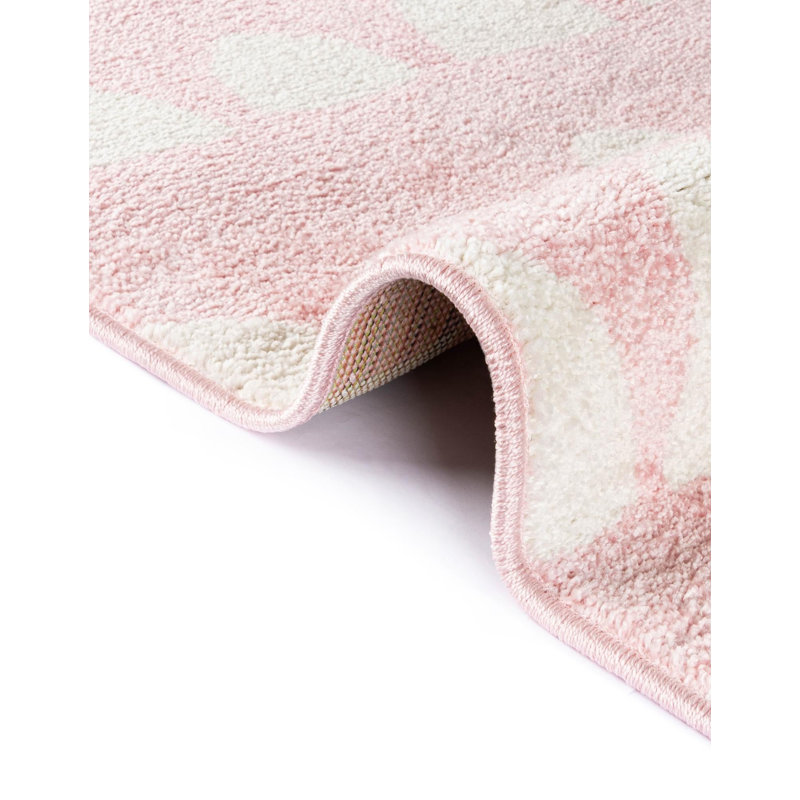  Tapis pour enfant Hillow Whimsy, Rose/Blanc, Rectangle 2 pi 2 po x 3 pi 1 po