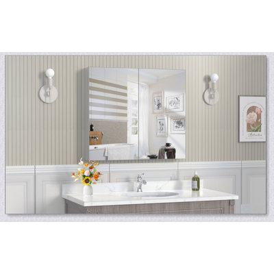 Armoire à pharmacie avec porte en bois, rangement mural, miroir haute définition et tablettes réglables pour salle de bain moderne
