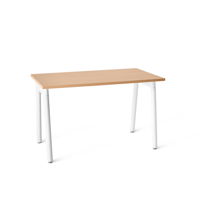 Series A Metal Base Writing Desk, Natural Oak/White, 47"L x 27"D x 29"H