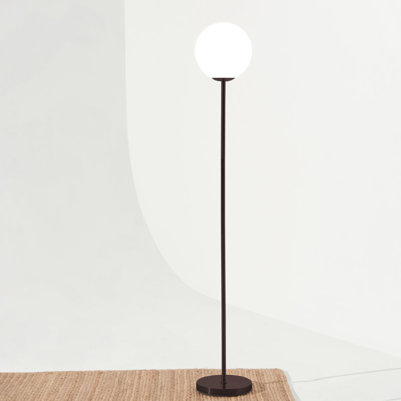 Luna 65" Bronze Modern LED Floor Lamp with Frosted Glass Globe