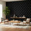 Panneau décoratif texturé en cuir noir avec boutons