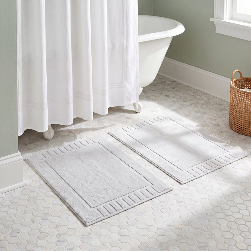 Ensemble de tapis de bain réversible 2 pièces Pardue, Argent, Géométrique