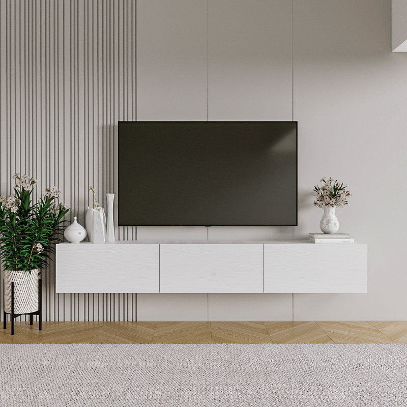 Chatwin Floating TV Stand Wall-Mounted Media Console 70.8'' W Storage Credenza, White