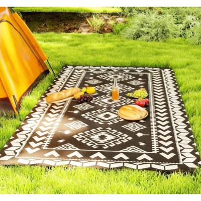 Tapis d'extérieur, réversible, en polypropylène avec revêtement de protection, pour polypropylène pour jardin et jardin 310G / M, sac de transport pliable et peu encombrant