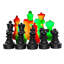 25" Tall Light-Up Giant Chess Set - White Sides Light Red and Green at Night - Extra Black Side for Day