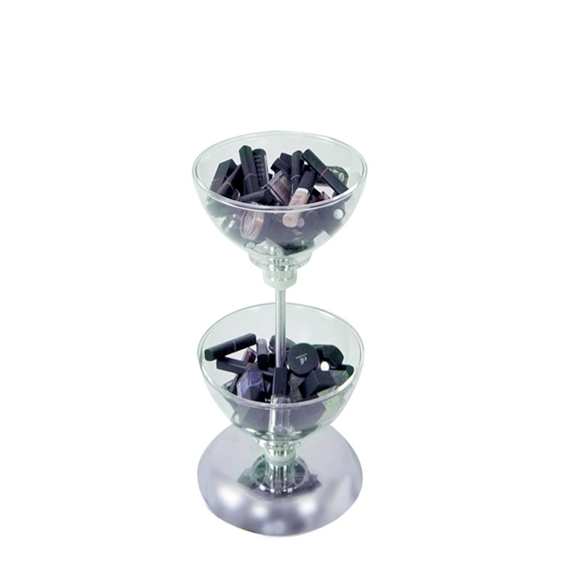 Clear Polycarbonate Two-Tier Round Bowl Display Rack