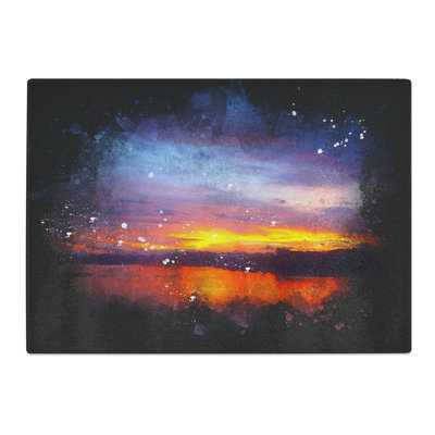 Sunset over Laos Lake Paint Splash Chopping Board