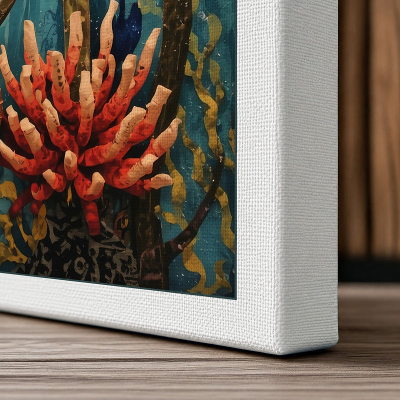 Golden Seahorses Coastal - Wrapped Canvas, 18x12 - 45.7 x 30.5 cm, White Border