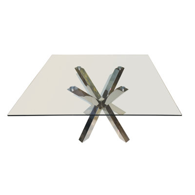 Glass Top Metal Base Dining Table