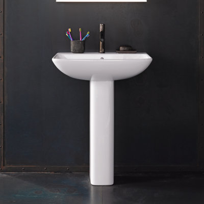Me By Starck White Ceramic U-Shaped Wall Mount Bathroom Sink with Overflow