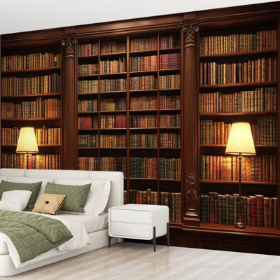 Peel and Stick Wallpaper Wall Mural Bookshelf Vintage Library Old Books Shelf Classical Study Room Books Wall Art Self Adhesive and Removable