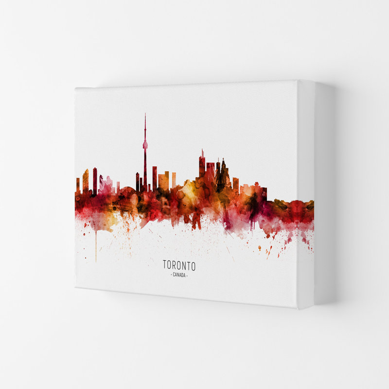 Toronto Canada Skyline Red City Name by Michael Tompsett - Print, Wrapped Canvas, 59.4cm H x 84cm W x 4cm D