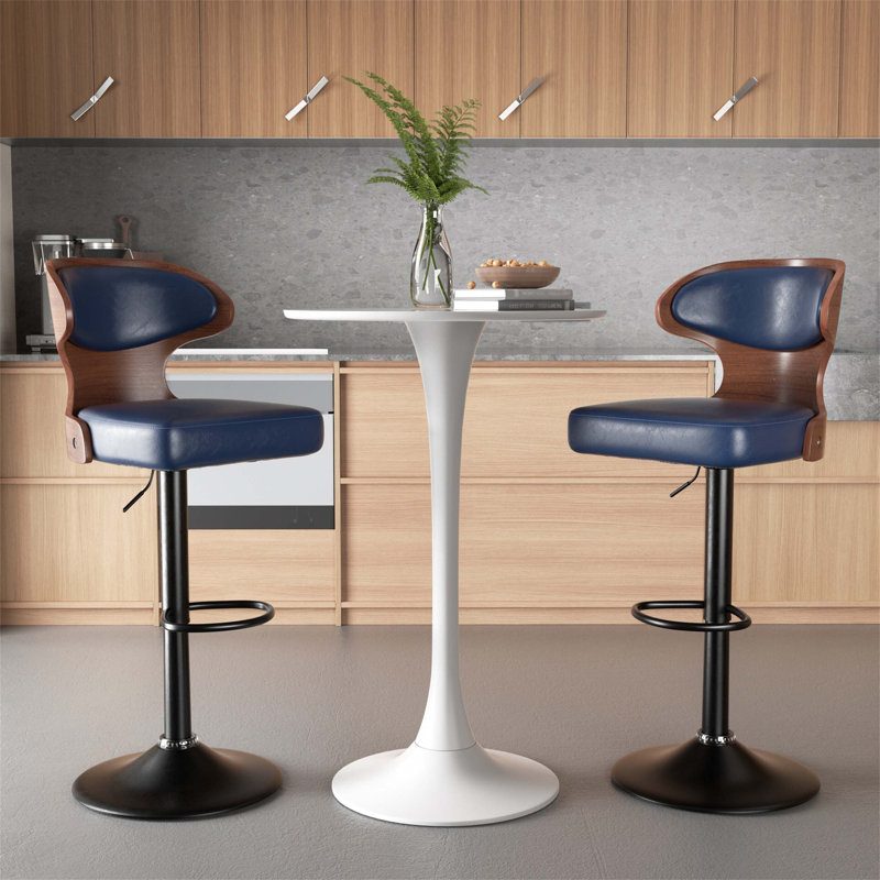 Tabouret de bar d'intérieur rembourré avec structure en métal, coussin beige et finition noyer, ensemble de 2, alliant durabilité et élégance