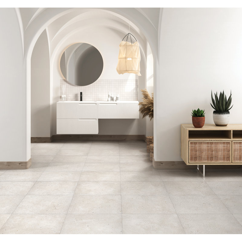 Area 51 Porcelain Brick Look Wall & Floor Tile, 24" x 24" Square, White