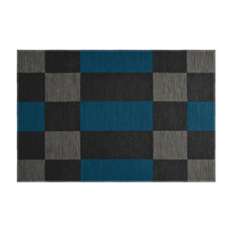 Tapis d'intérieur et d'extérieur à carreaux gris, Rectangulaire 2 pi x 3 pi