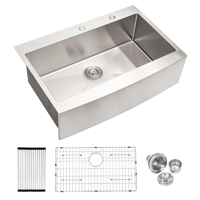 33 Drop In Farmhouse Sink - 33*22*10 Inch Kitchen Sink Stainless Steel 16 Gauge Topmount Apron Front Kitchen Sink
