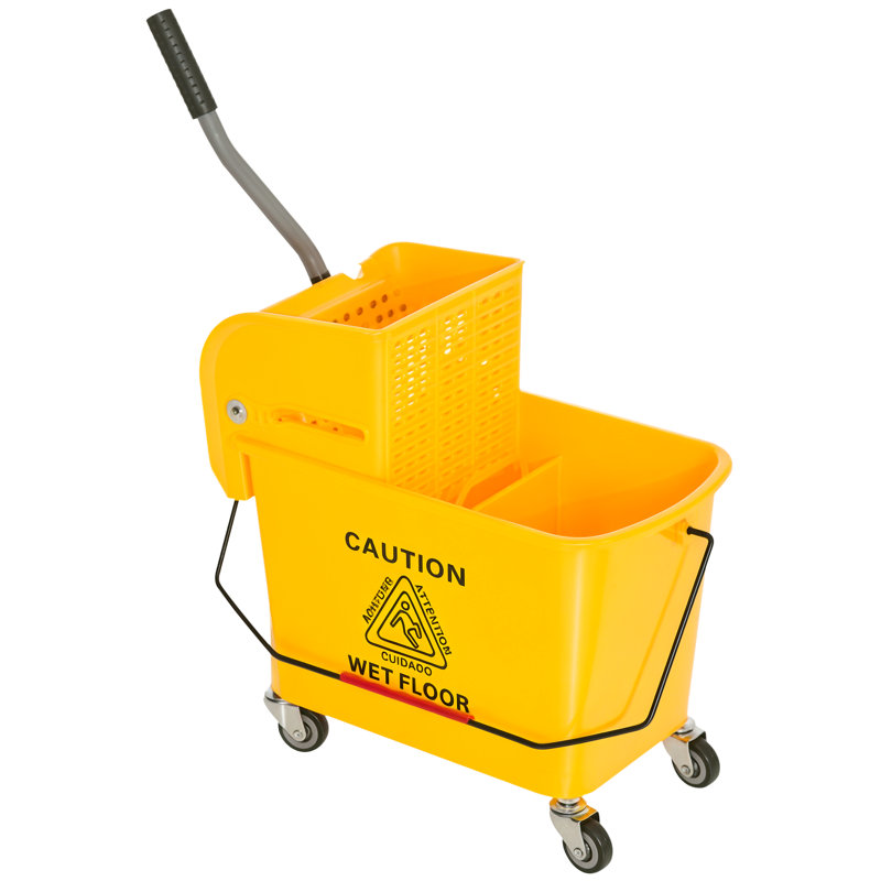 Alefiyah 20L Compact Mop Bucket with Wringer on Wheels Yellow