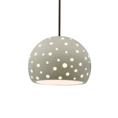 Dimartino 1-Light Pendant - Gloss Blush - Brushed Nickel - 12.25"W x 9.25"H - Dedicated LED - Rigid Stem