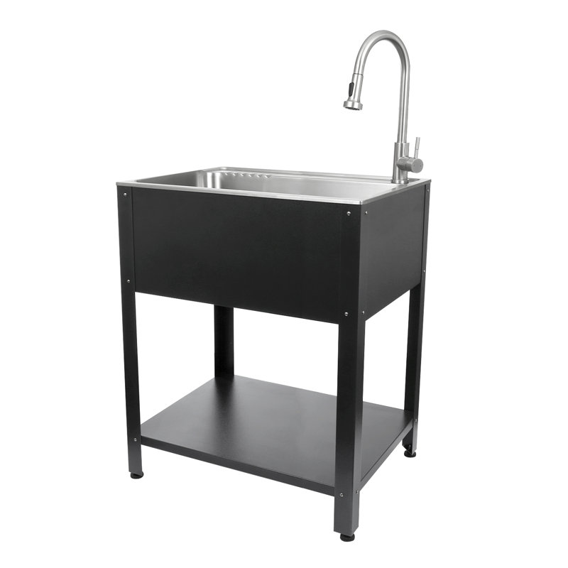 Presenza All-in-One Freestanding Stainless Steel Laundry Utility Sink with Stand and Faucet