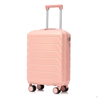 20 Inch ABS Hard Shell Travel Checked Luggage - Scratch Resistant Surface Four Multi-Directional Wheels,  With Combination Lock.(Pink)