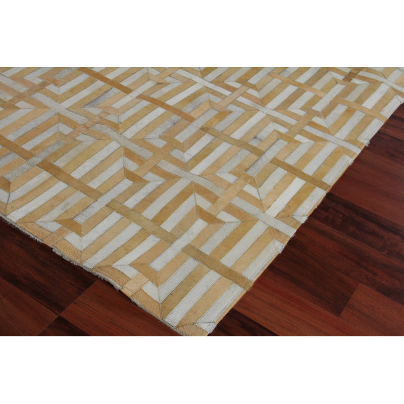 Natural Hide Cowhide Geometric Area Rug, Rectangle 8' x 11'