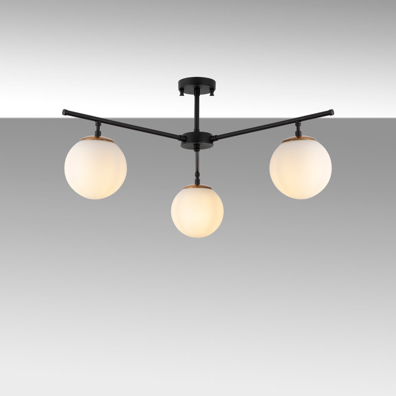 Rithland 3 - Light Sputnik Chandelier, 15.35cm H x 15.35cm W x 27.56cm D, White, Black