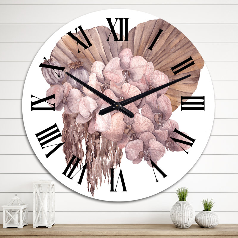 Horloge murale traditionnelle Bouquet de fleurs séchées, Moyen