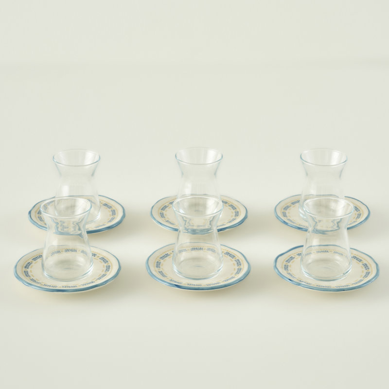 Liana Tea Glass Set With Saucers (6-Piece)
