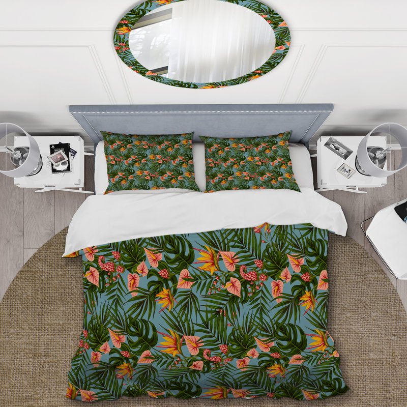 Ensemble de housse de couette en microfibre vert / rose / jaune 3 pièces