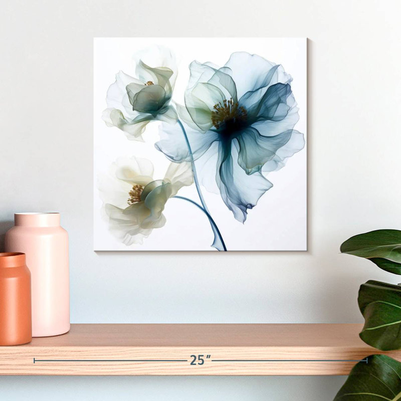 Harnek translucide fleurs de pavot bleues I, H 16 po x l 16 po