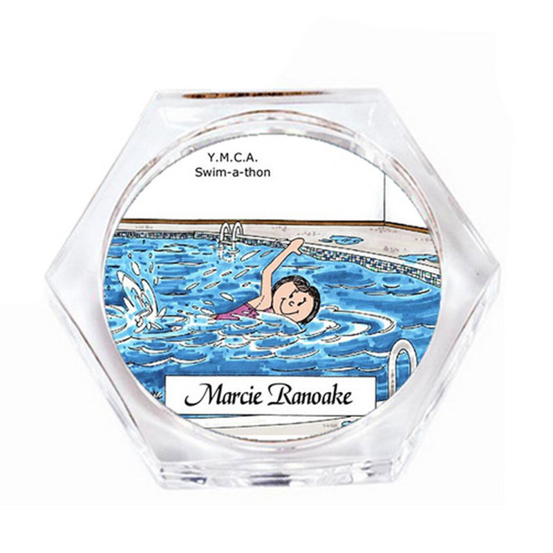Ensemble-cadeau personnalisé sous-verre nageur féminin (4 sous-verres), Oui