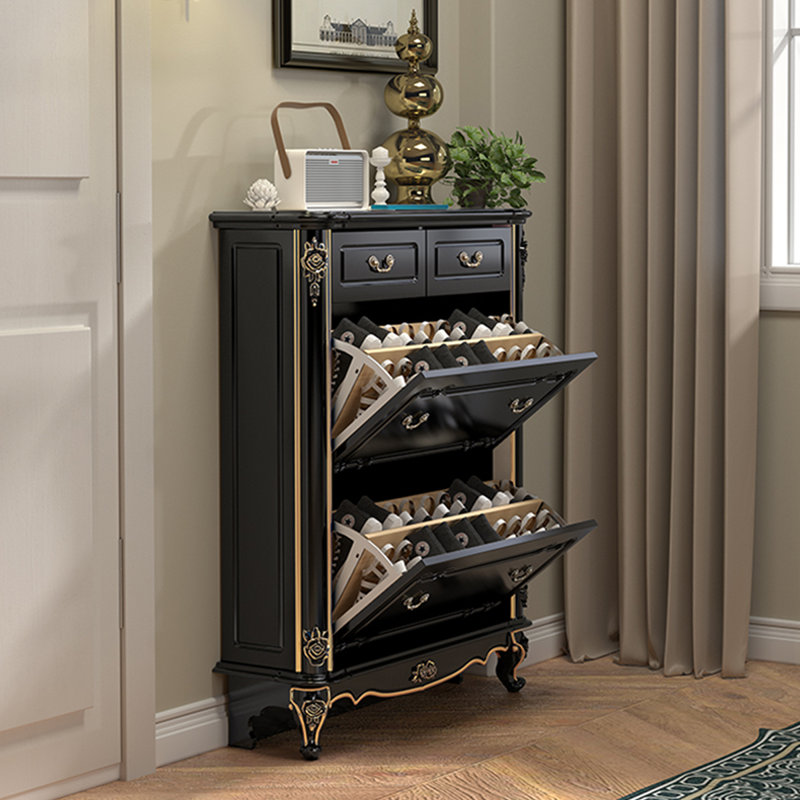 Black Solid wood Shoe Storage