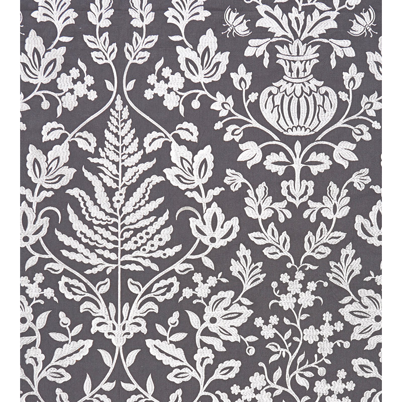 Oriana Shalimar Embroidery Fabric, Charcoal