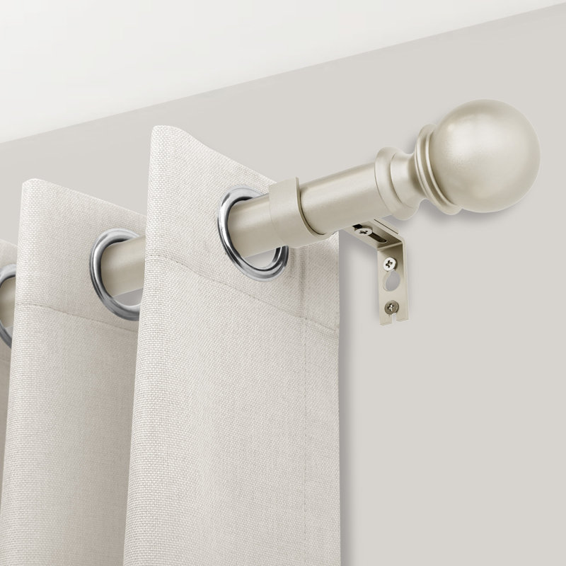 Danikah 1 Inch Curtain Rod Heavy Duty Adjustable Drapery Rods with Ball Finials, Nickel, 32" - 120"