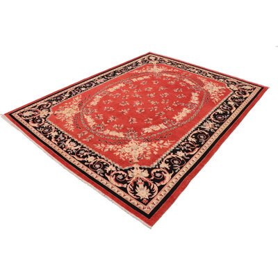 Tapis rouge / ivoire en laine noué à la main Bael