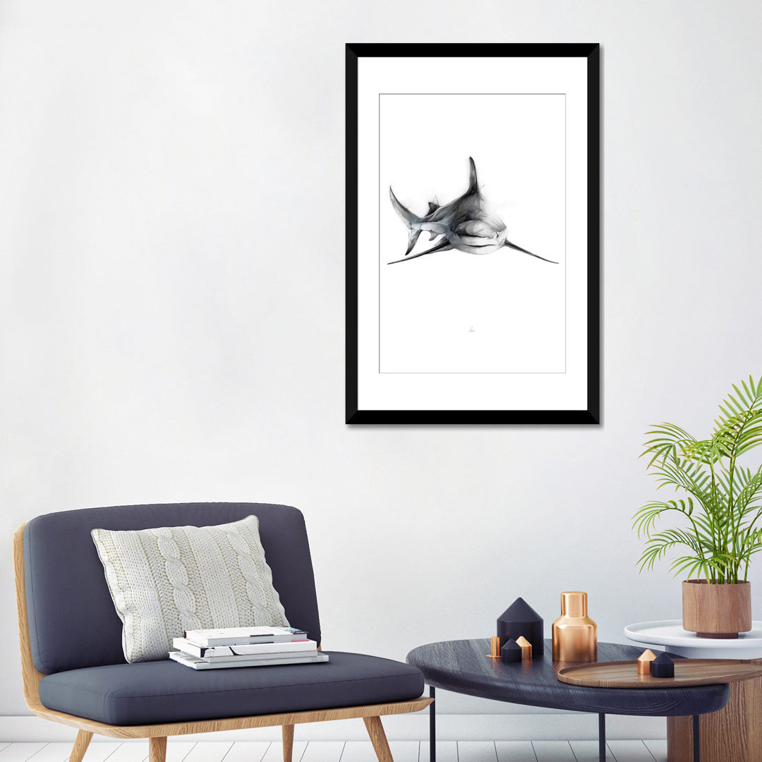 " Shark II " by Alexis Marcou Painting Print East Urban Home Mat