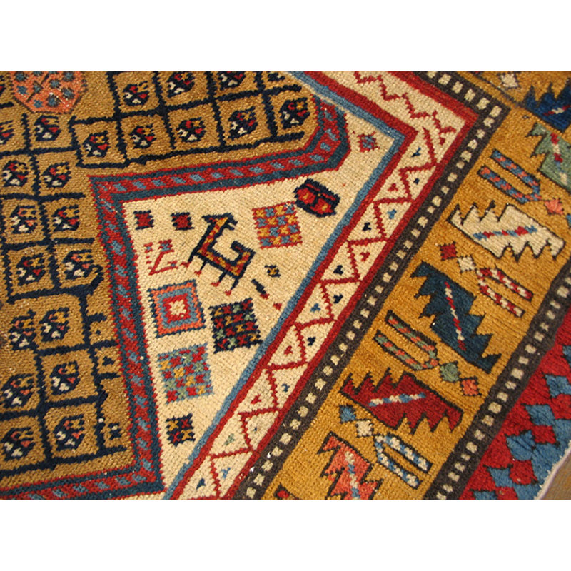 Artistic Antique Tribal Geometric Late 19th Century Caucasian Shirvan Rug