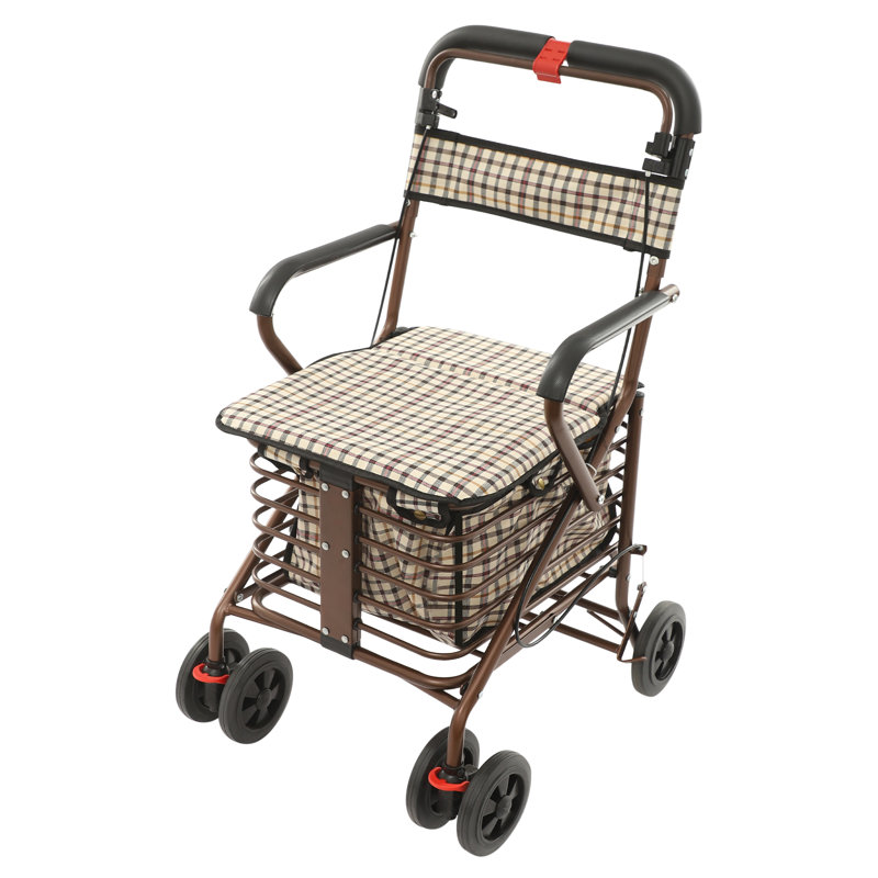 Trottoir roulant pliable pour les personnes âgées, chariot de rangement pour les personnes âgées avec siège, aide à la marche avec siège