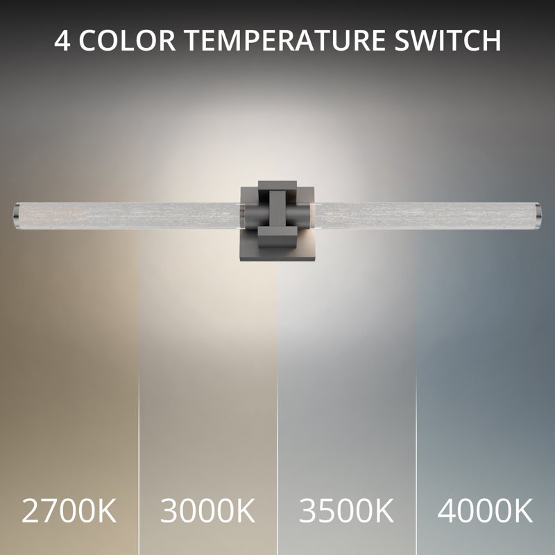 Ripple 32" LED Bath Vanity & Wall Light With Glass Shade and Built In Color Temperature Switch from 2700K/3000K/3500K/4000K