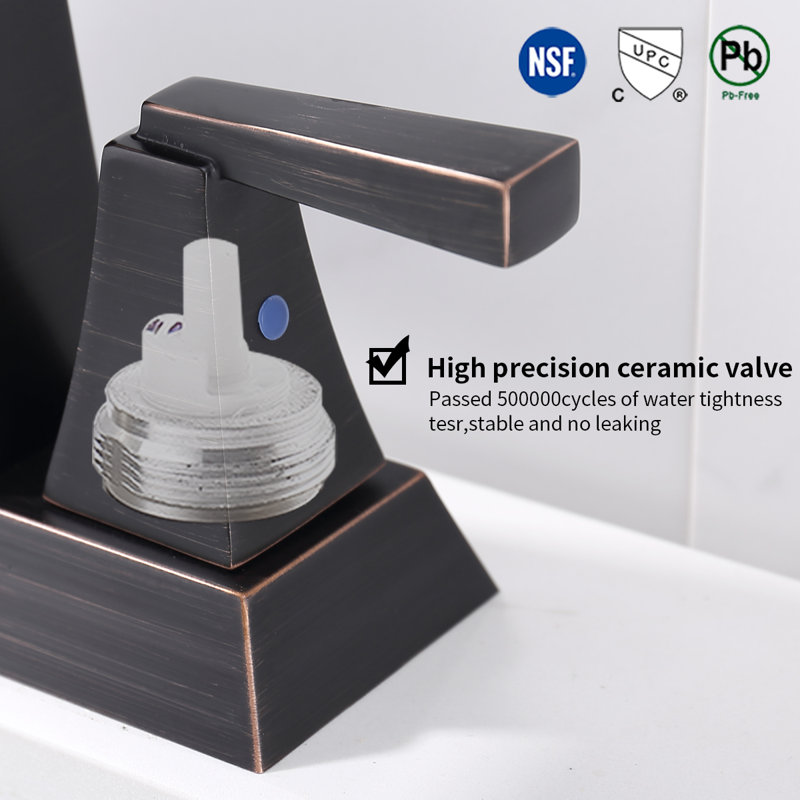 4 Inch 2-Handle Bathroom Sink Faucet with Pop-up Drain and Supply Lines, Oil Rubbed Bronze