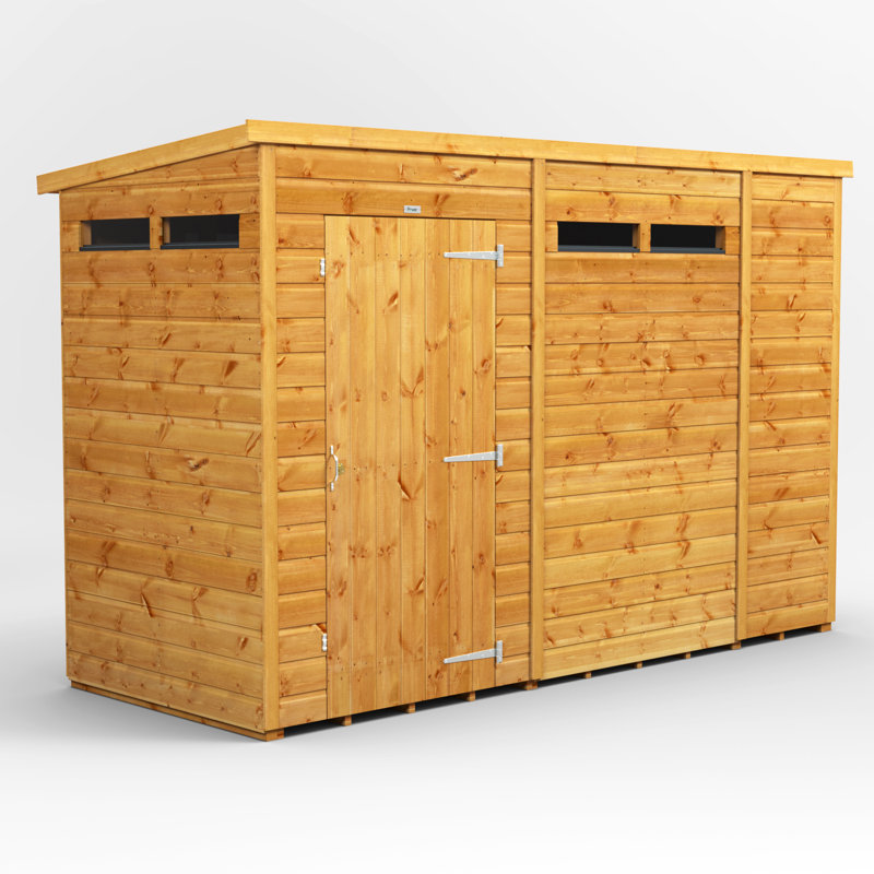 Powersheds 10 x 4ft Timber Tongue & Groove Security Pent Garden Shed